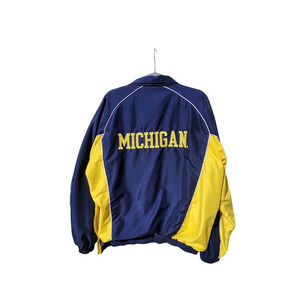 Mens Vintage Michigan Wolverines Windbreaker XL Pullover Jacket Quarter Zip Blue